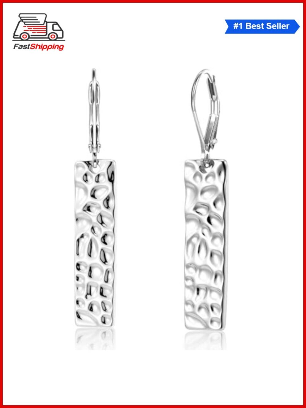 โจALEXCRAFT Sterling Silver Hammered Dangle Leverback Earrings for Women